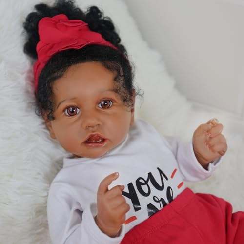 20 Inch Realistic African American Newborn Doll with Soft Body Gift Set Q2839