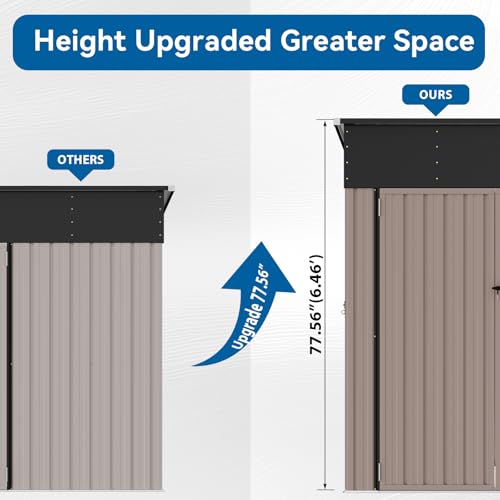 Galvanized Steel Storage Shed with Triple Doors, Weatherproof Outdoor Utility Shed P600721