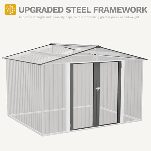 10x8ft Metal Outdoor Storage Shed with Lockable Door and Vents A44303