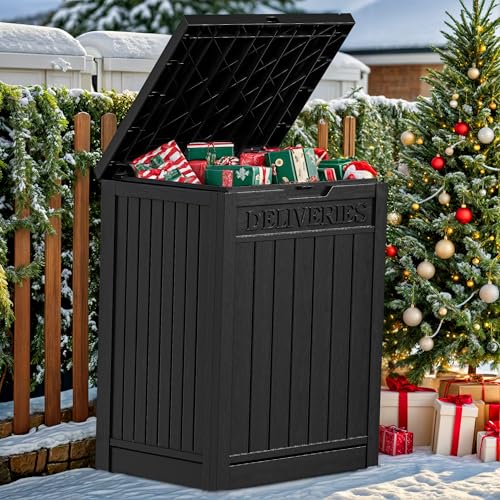 60 Gallon Outdoor Package Storage Box, Double-Wall Resin, Waterproof Deck Box for Porch O69284