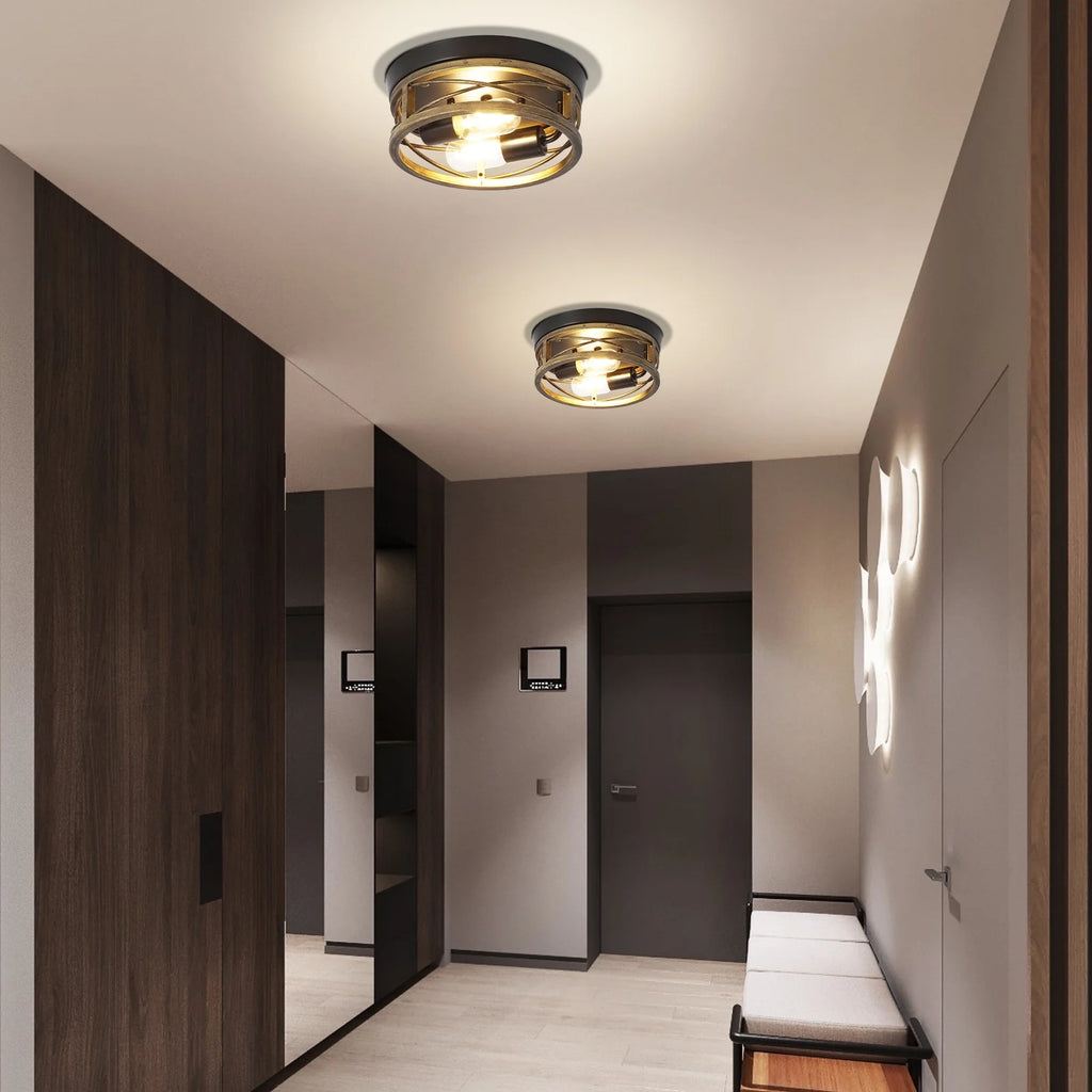 24cm Bronze Round Retro Flush Mount Ceiling Light for Bedroom Living Room H130626