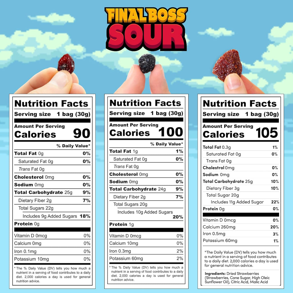 Extremely Super Sour Candy, Natural Chewy Gummies with Dried Fruit, Low Calorie Snack, 1.06oz, 27 Pack R78121