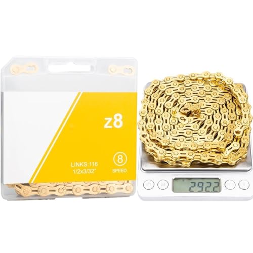 Bike Chain，High Performance Multi-Speed Bike Chain Bicycle 8 9 10 Speed Chain 116 Road Bike Chains Power Lock 8S 9v 10v Cycling Accessories (Color : 9S Gold-SLR)