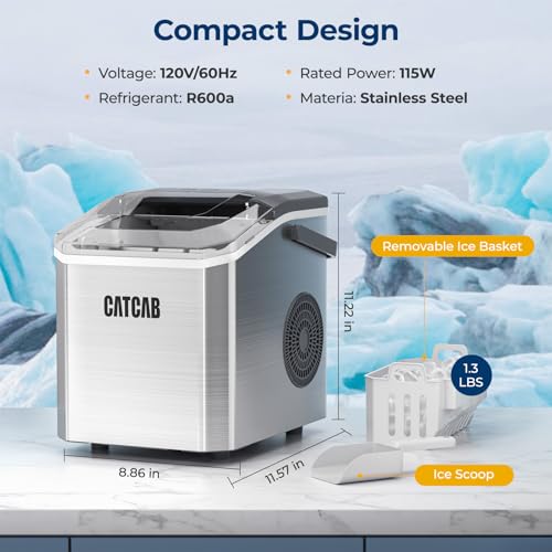 Countertop Ice Maker with Handle, Portable for Home Kitchen RV Camping S35586