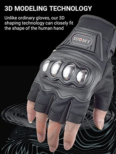 Men Half Finger Motorcycle Gloves Touchscreen Hard Knuckle V7578