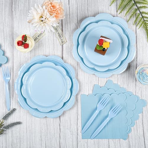 Ivory Paper Plates and Napkins Set for 50 Guests, Disposable Tableware with Utensils M509