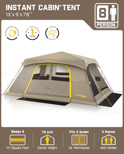 10 Person Instant Cabin Tent, Lightweight with Carry Bag for Camping & Hiking X185