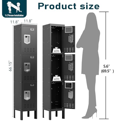 Metal Cabinet with Lockable Door for Office, Gym, School, Home A290