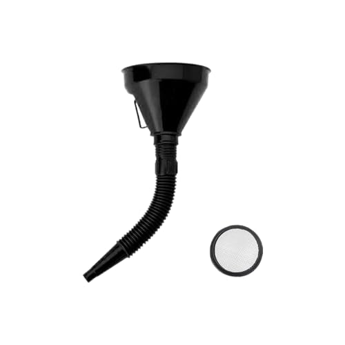 Wide Mouth Oil Funnel, Automotive Flex Tube Plastic Funnel with Flexible Extension Nozzle Hose with Handle Mesh Screen Filter for Engine Oil Diesel, Gasoline, Kerosene, Liquid