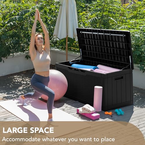 Outdoor Resin Deck Box 120 Gallon Waterproof Lockable F693676