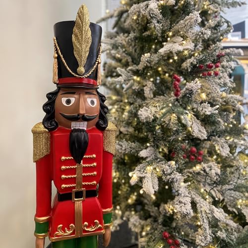Red and Green Christmas Nutcracker Holiday Decoration, 37-inch Freestanding Resin I1504