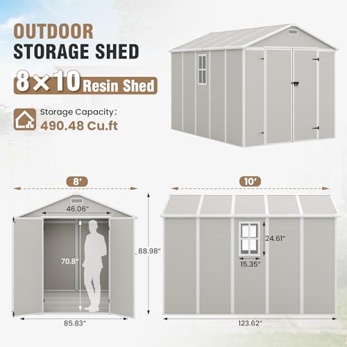 Outdoor Storage Shed 6x6 FT Resin with Floor and Lockable Door Z166