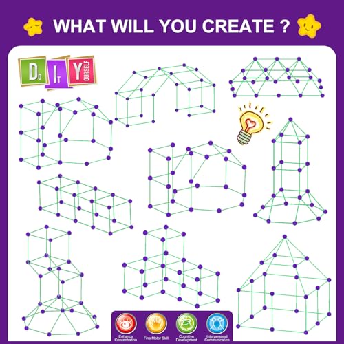 Fort Building Kit for Kids, STEM Construction Toys, 140 Pieces V503086