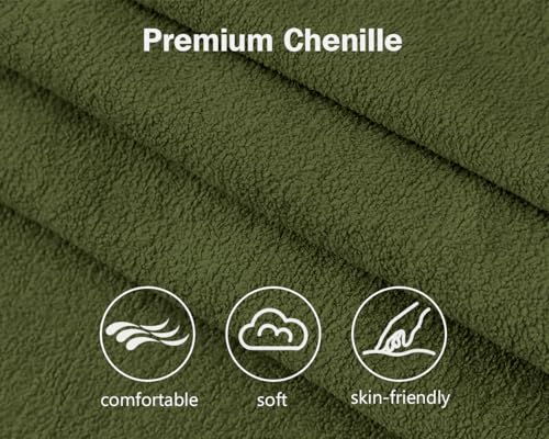 81" Sleeper Sofa Bed with Pull Out Bed, L Shaped Sectional, Chenille Green C110