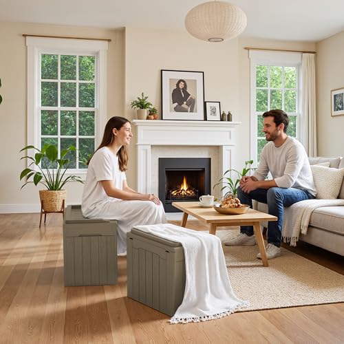 31 Gallon Resin Deck Box Waterproof Indoor Outdoor Storage for Patio Cushions and Garden Tools L90121