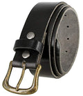 Genuine Full Grain One-Piece 100% Leather Belt With Polished Solid Brass Buckle 1-1/2"(38mm) Wide - Assembled in the U.S