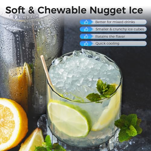 Nugget Ice Maker Countertop, Portable Sonic Ice Machine with Self-Cleaning N91574