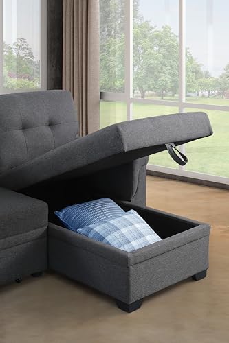 4-in-1 Convertible L Shaped Couch with Pull Out Bed and Storage Z983