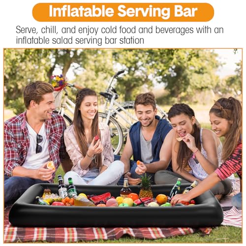 Inflatable Serving Bars with Food Umbrella Mesh Cover and Cooler for Party BBQ Pool Y489
