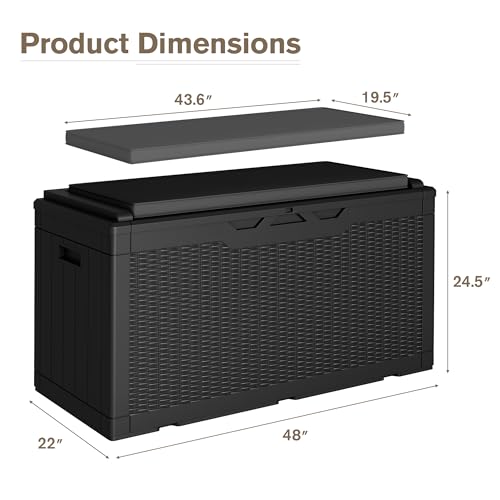 31 Gallon Resin Deck Box Waterproof Indoor Outdoor Storage for Patio Cushions and Garden Tools L90121