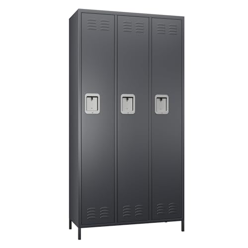6 Door Metal Storage Locker with 18 Hooks, Black & Dark Grey K6611