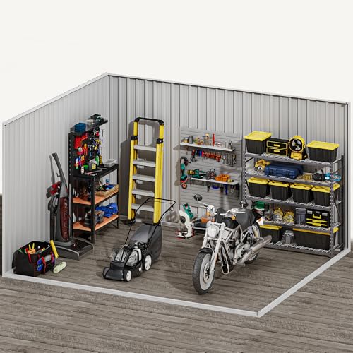 10x8ft Metal Outdoor Storage Shed with Lockable Door and Vents A44303