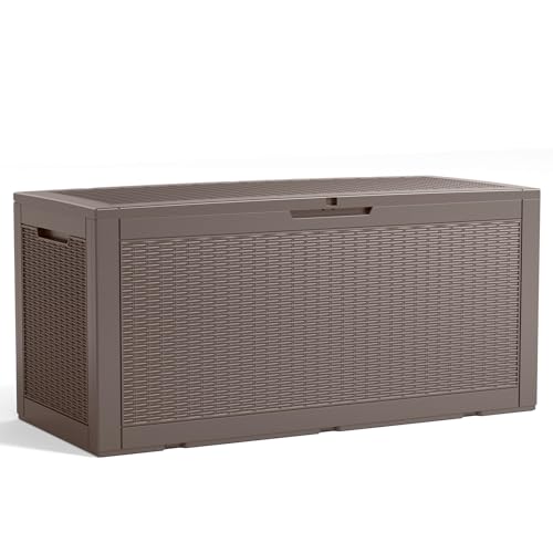 100 Gallon Resin Deck Box, Lockable Patio Outdoor Storage, Waterproof - Black F75230