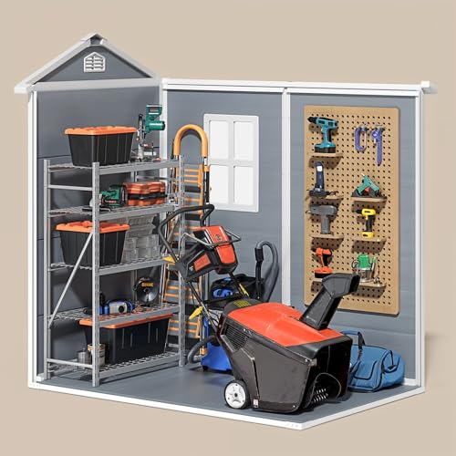 Outdoor Storage Shed with Floor, Lockable Doors, Window, Vents, Steel Frame U71245