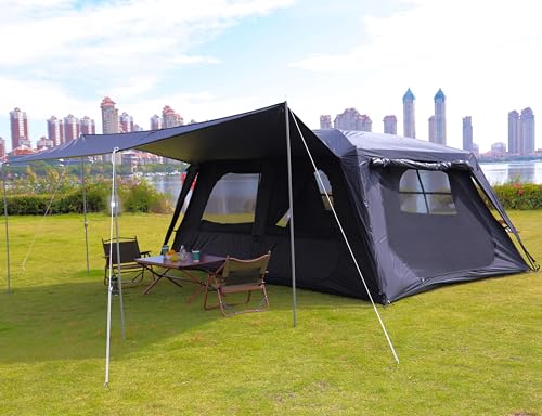 Extra Large Family Cabin Tent for Camping, 2 Rooms, 3 Doors, Waterproof E6603