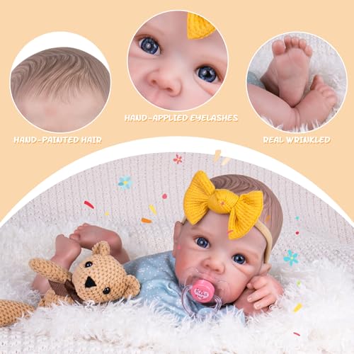 20 Inch Realistic Handmade Newborn Baby Doll with Blue Eyes, Weighted Cuddle Doll Q882284
