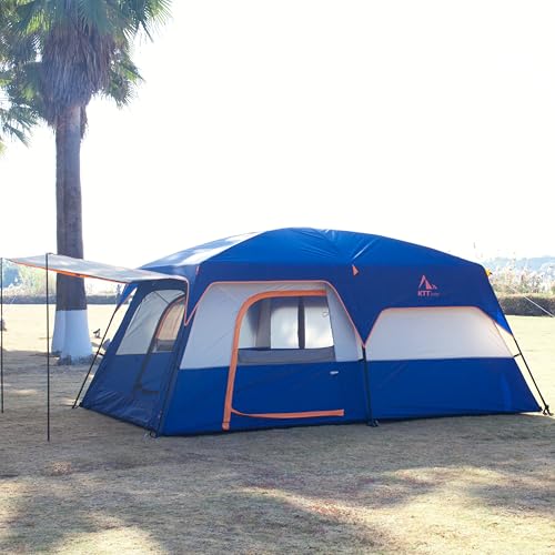 Extra Large Family Cabin Tent 2 Rooms 3 Doors 3 Windows Waterproof for Camping H460