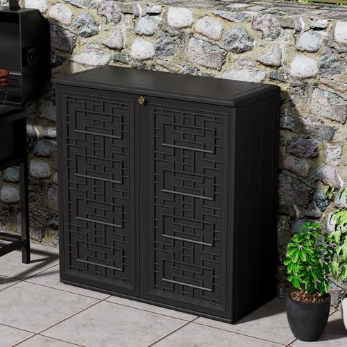 Outdoor Storage Cabinet Waterproof with Shelf for Patio and Garden U239