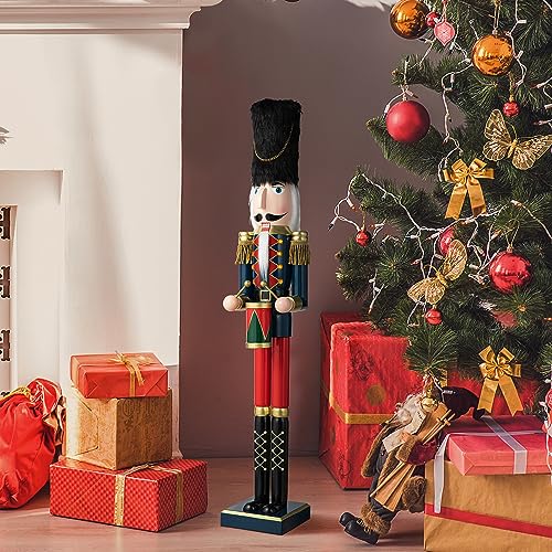 eUty King Nutcracker Christmas 42" H Wooden Nutcracker Decoration Large Size Xmas Welcome Nutcracker King Figurine Decor-Indoor & Outdoor