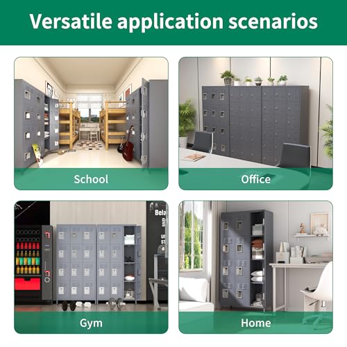 3-Door Steel Storage Locker with Shelves and Hooks I822961