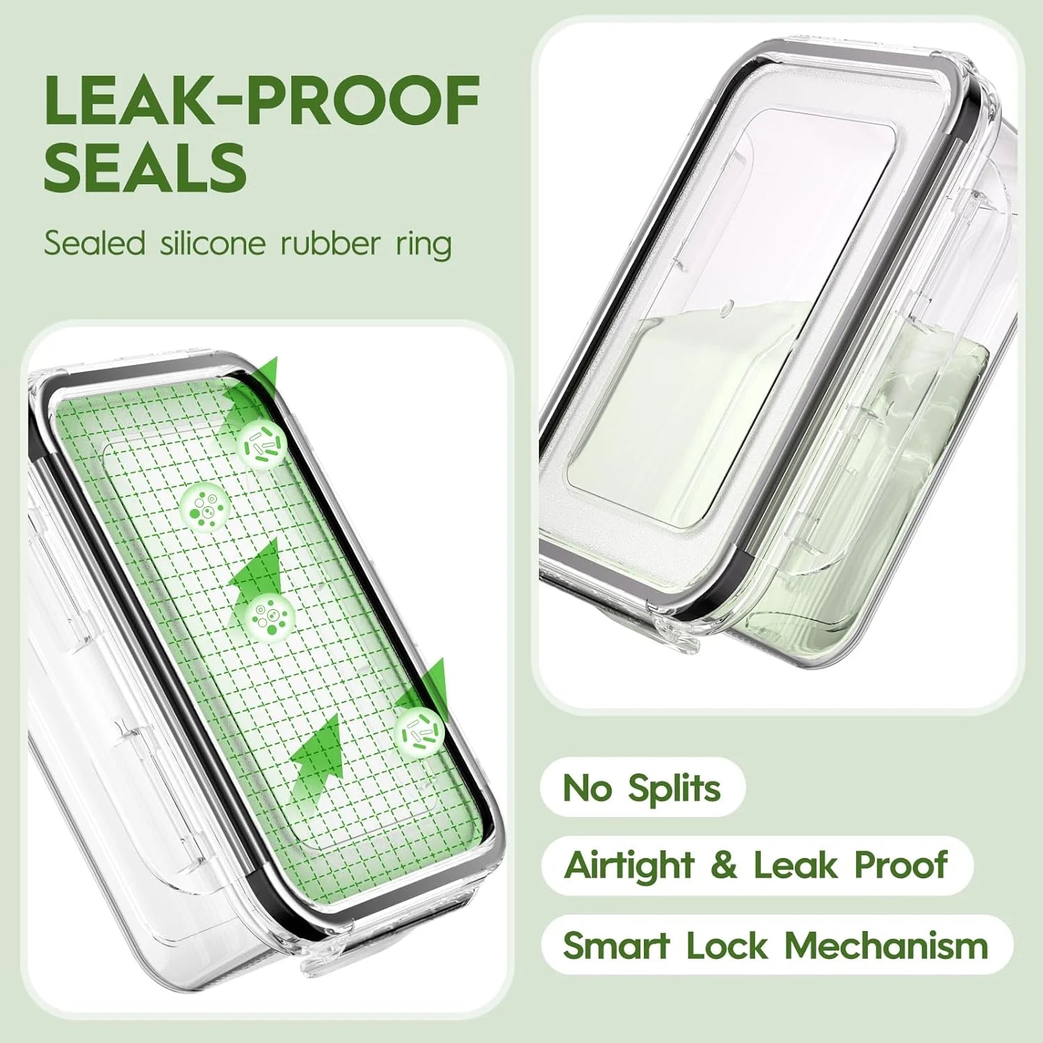 Food Storage Containers with Lids, 52 Piece Leak Proof Clear Plastic, BPA-Free, Stackable A1141