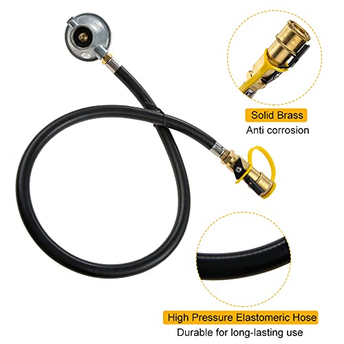 1LB Propane Tank Regulator Valve with Quick Connect Shut Off and 30Inch Hose B29733