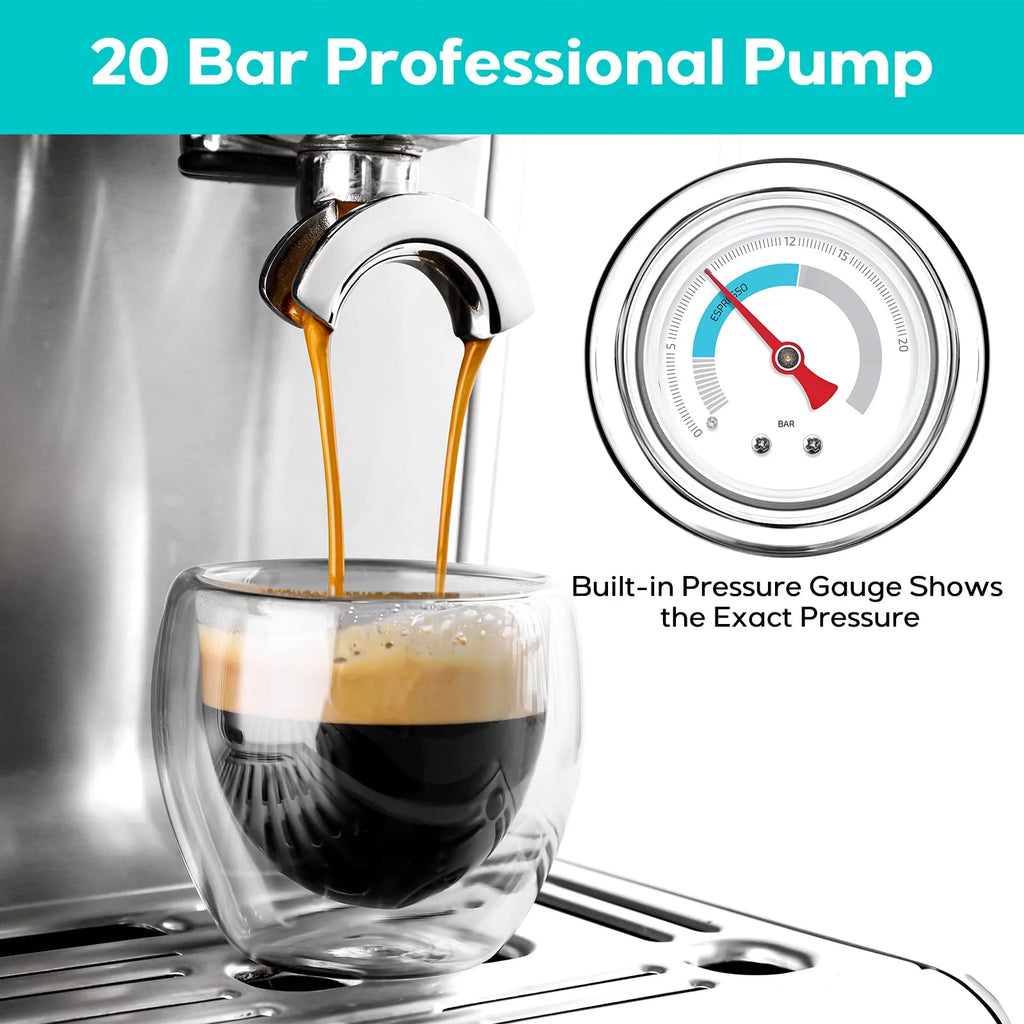 Espresso Machine with Milk Frother and Grinder, Silver O667816