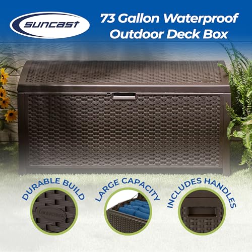 Outdoor Storage Box 73 Gallon Waterproof Deck Box with Lockable Lid W104830