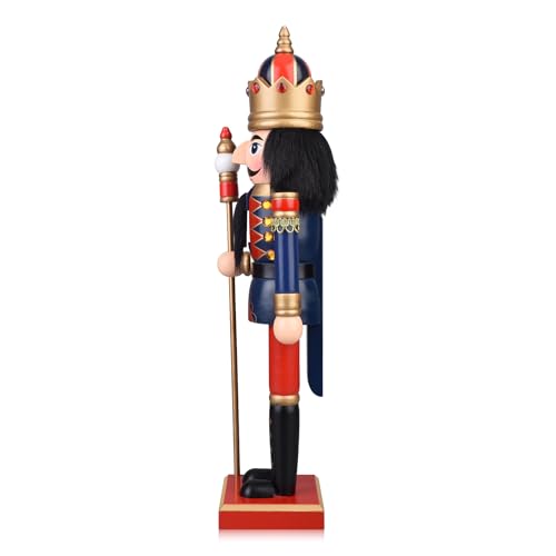15 Inch Wooden Nutcracker King with Scepter Tabletop Decor Q512175