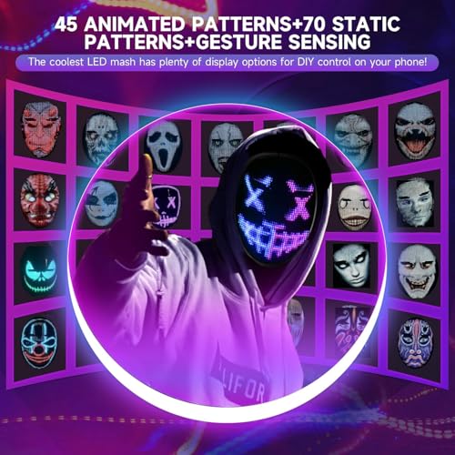 LED Mask with App Control for Halloween Costume G8629
