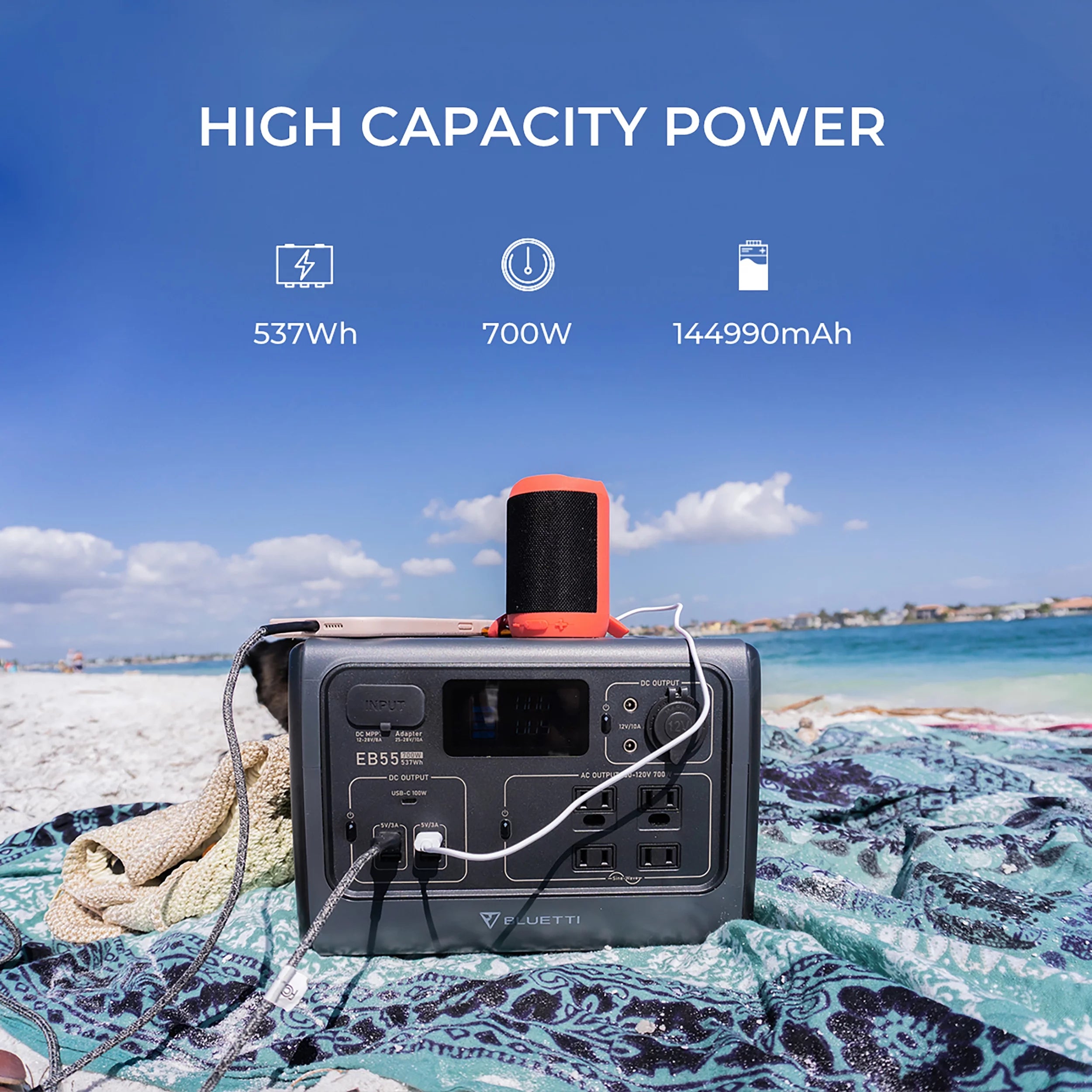 Portable Power Station 537Wh Solar Generator 700W AC Outlets V489