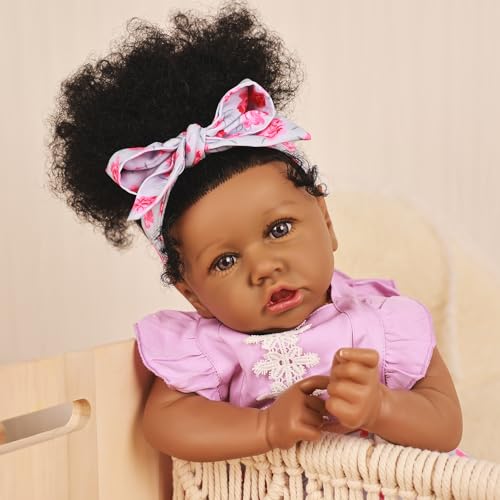 22.8 Inch Realistic African American Baby Doll with Soft Body K201