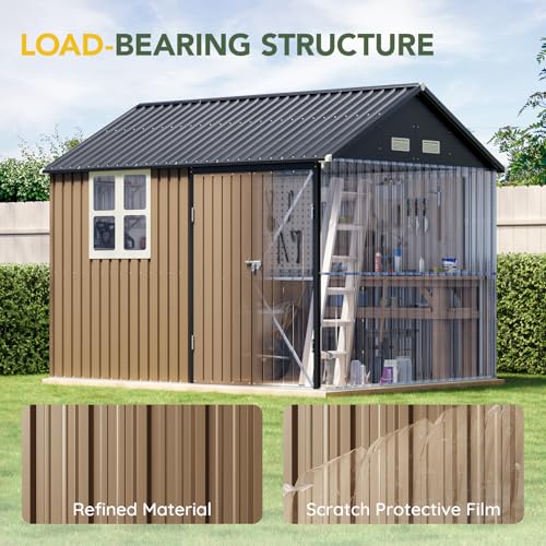 Outdoor Steel Storage Shed with Lockable Doors and Window L987864