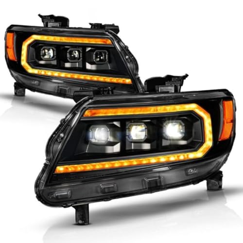 ANZO 15-22 Chevy Colorado Full LED Headlights w/Initiation (Amber DRL) - Black