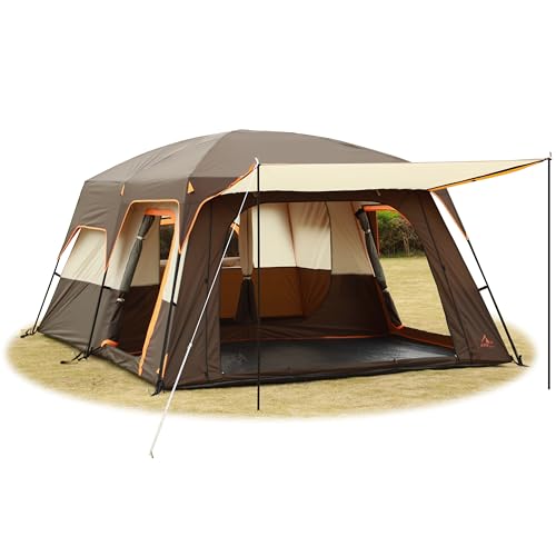 Extra Large Family Cabin Tent for Camping, 2 Rooms, 3 Doors, Waterproof E6603