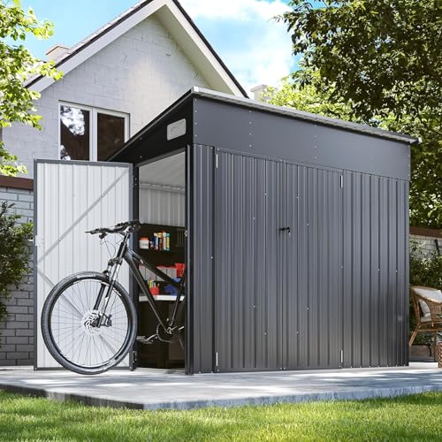 Galvanized Steel Storage Shed with Triple Doors, Weatherproof Outdoor Utility Shed P600721