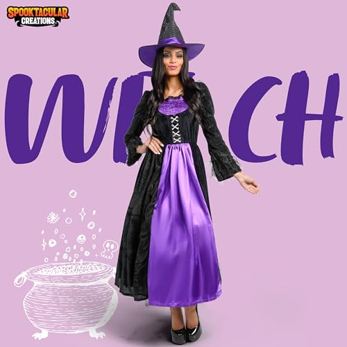 Witch Costume for Women with Dress Hat Accessories O3856