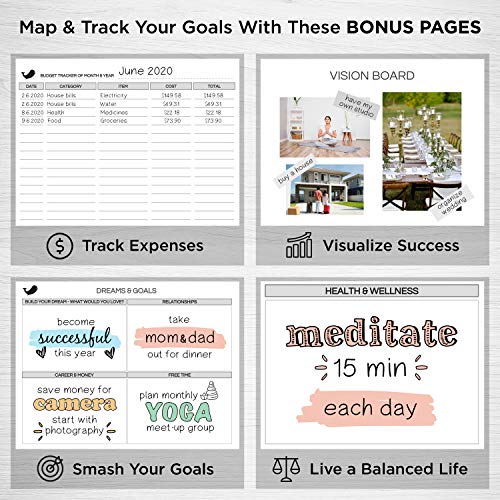 Undated Weekly Planner with Monthly Productivity Journal, Habit Tracking and Gratitude Journaling F136