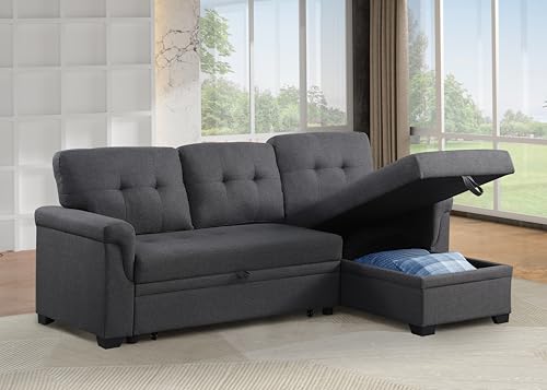 4-in-1 Convertible L Shaped Couch with Pull Out Bed and Storage Z983