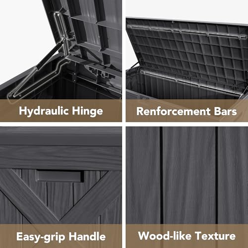 Outdoor Resin Deck Box 120 Gallon Waterproof Lockable F693676